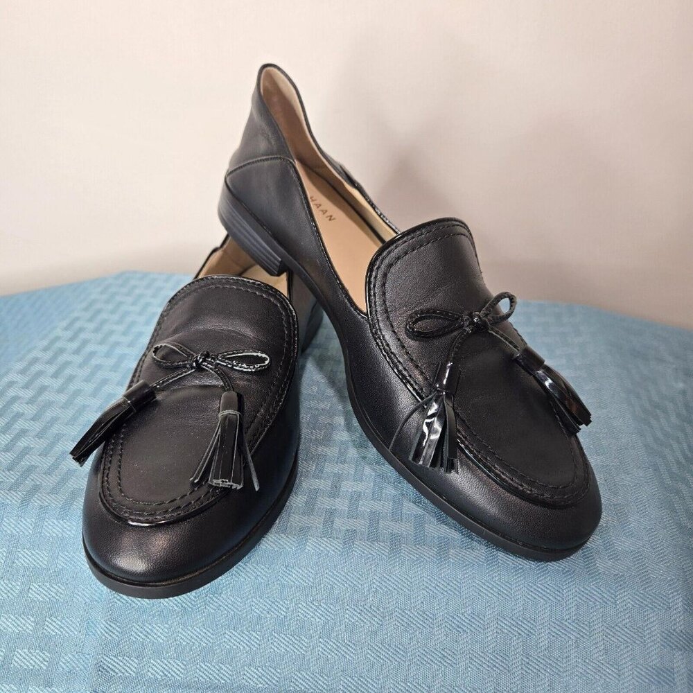 Cole Haan Pinch Soft Tassel Loafers Size 7 1/2 B Black Leather Women's Shoes